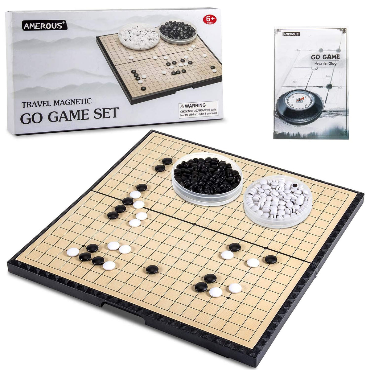 AMEROUS magnetic Go board folded for compact travel and quick setup.