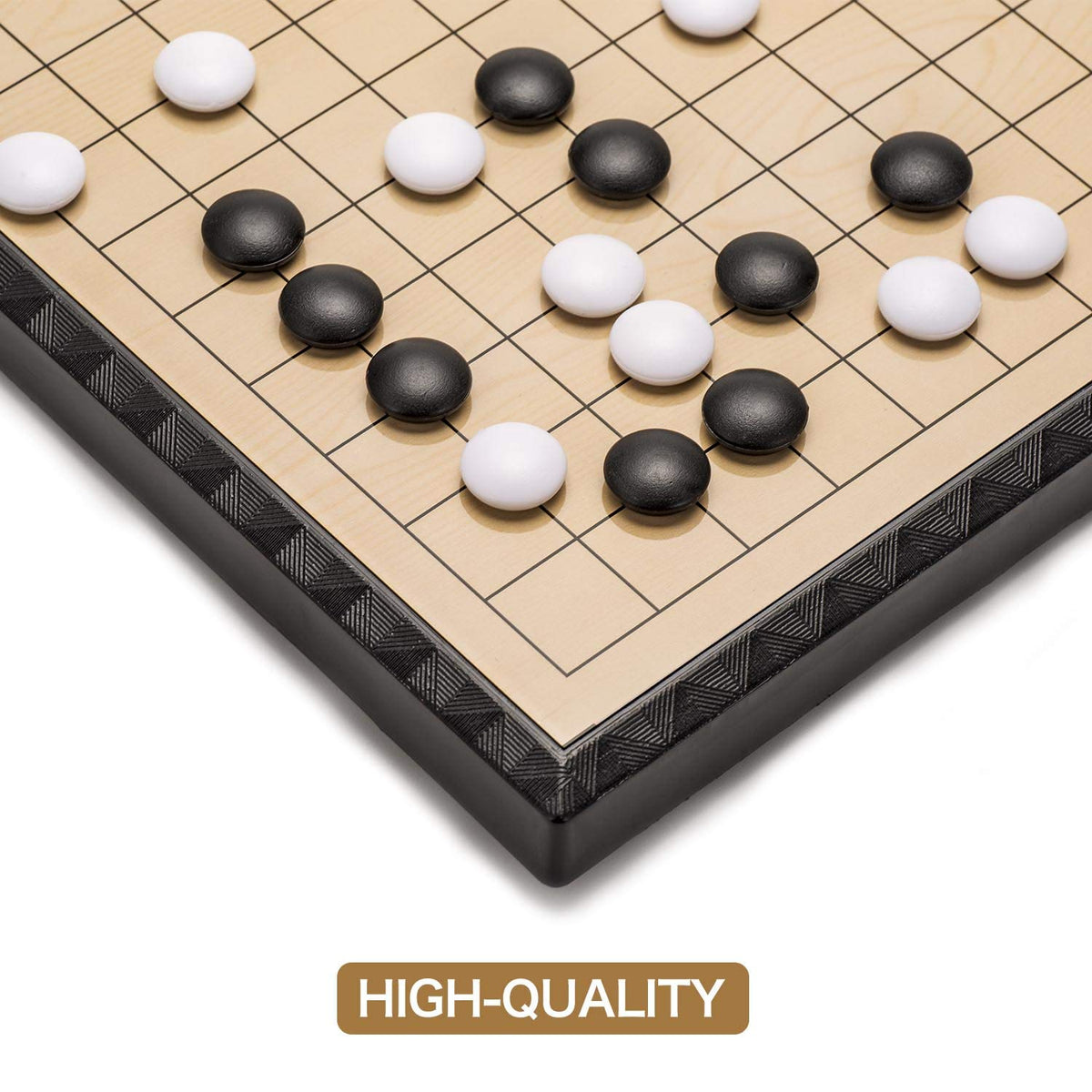 AMEROUS magnetic Go stones black and white stay in place during play.