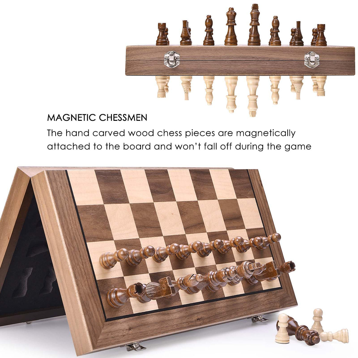 AMEROUS magnetic pieces with storage slots keep pieces organized