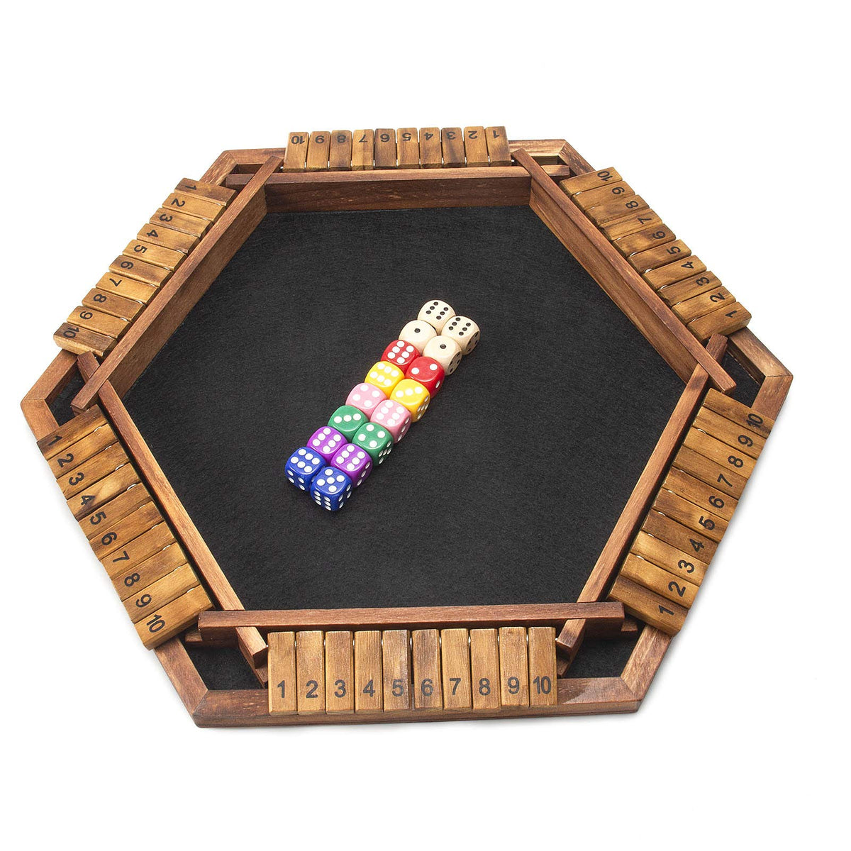 AMEROUS Shut The Box 16-dice set enabling quick addition practice.