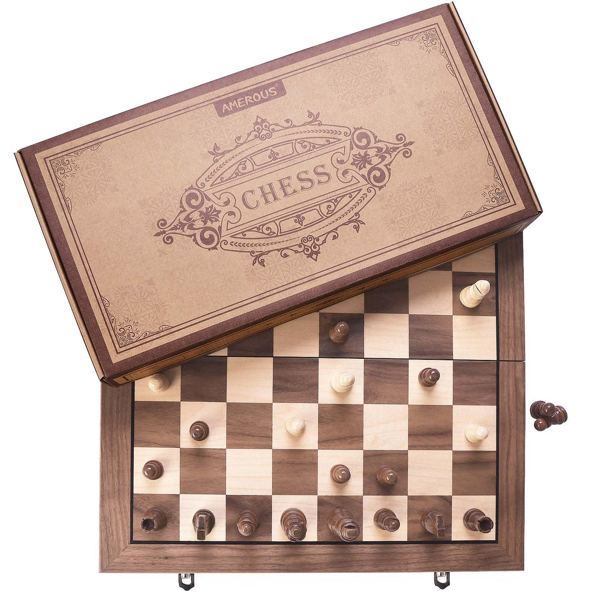 AMEROUS chess pieces with felt bottoms for quiet play