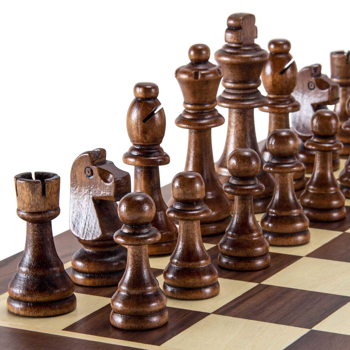 AMEROUS wooden chess pieces 32-piece Staunton set for durable, classic gameplay.