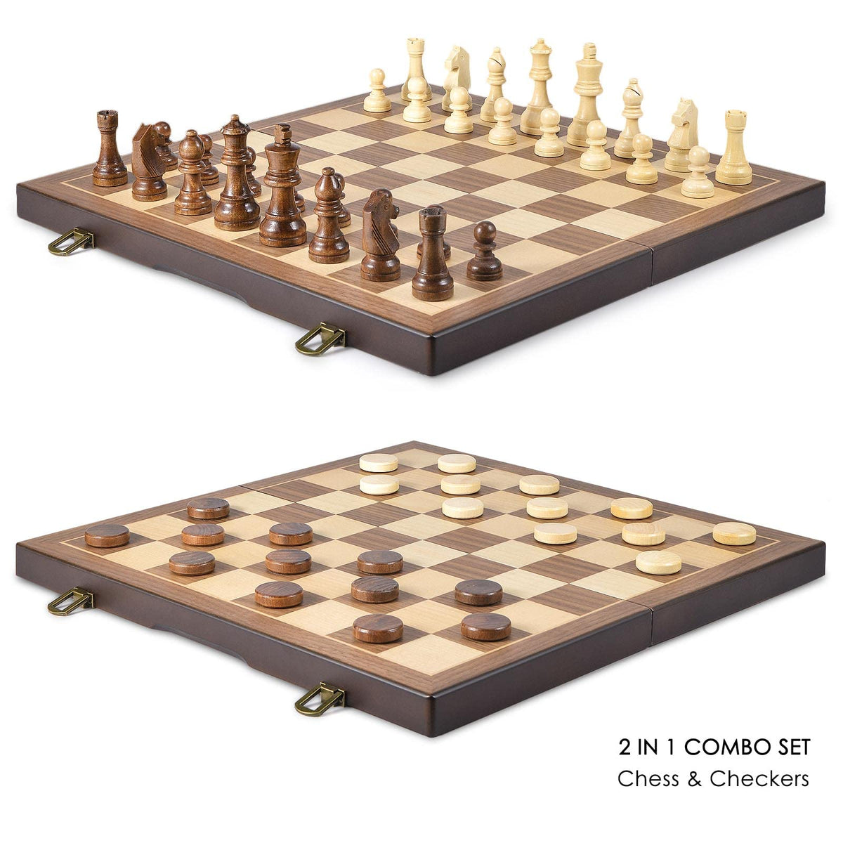 Amerous wooden chess pieces close-up showing handcrafted detail and smooth touch.