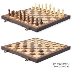Amerous wooden chess pieces close-up showing handcrafted detail and smooth touch.