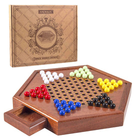 AMEROUS wooden Chinese Checkers board with a smooth finish for comfortable gameplay.