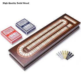 AMEROUS 3-track wooden cribbage board for easy scoring