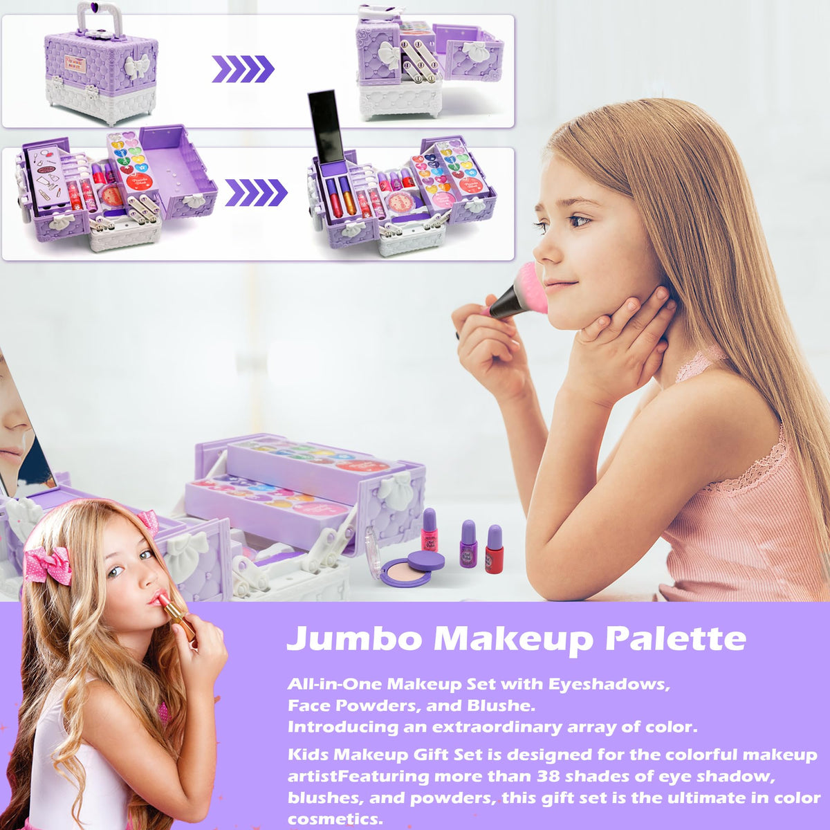 Amerrly cosmetic case showing compact, portable design