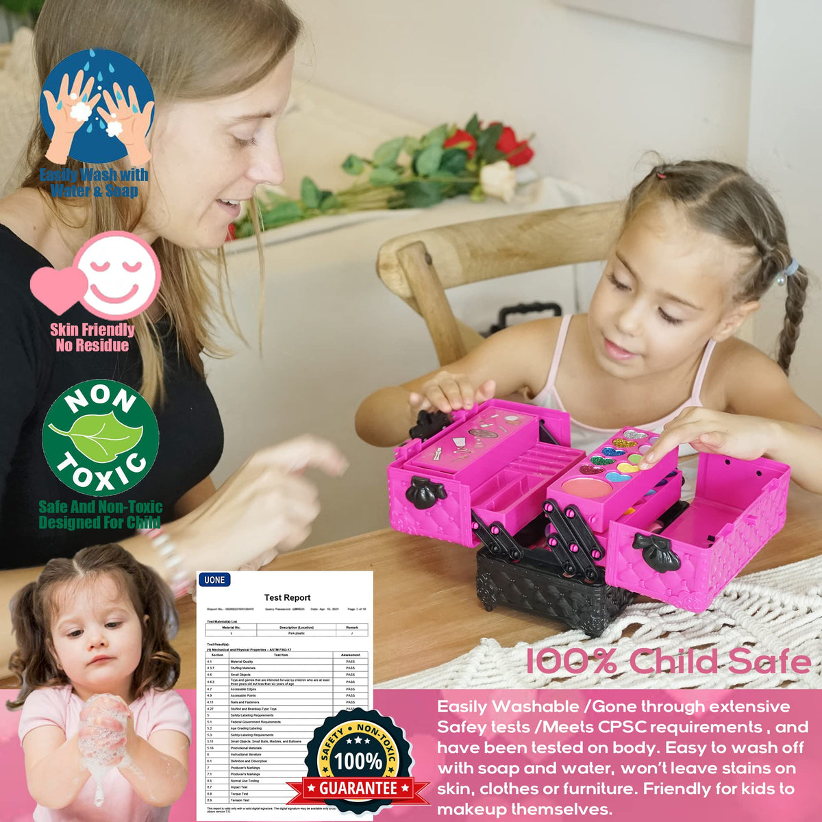 Amerrly Kids Makeup Kit 52-item set ready for lip, nail, and eye play