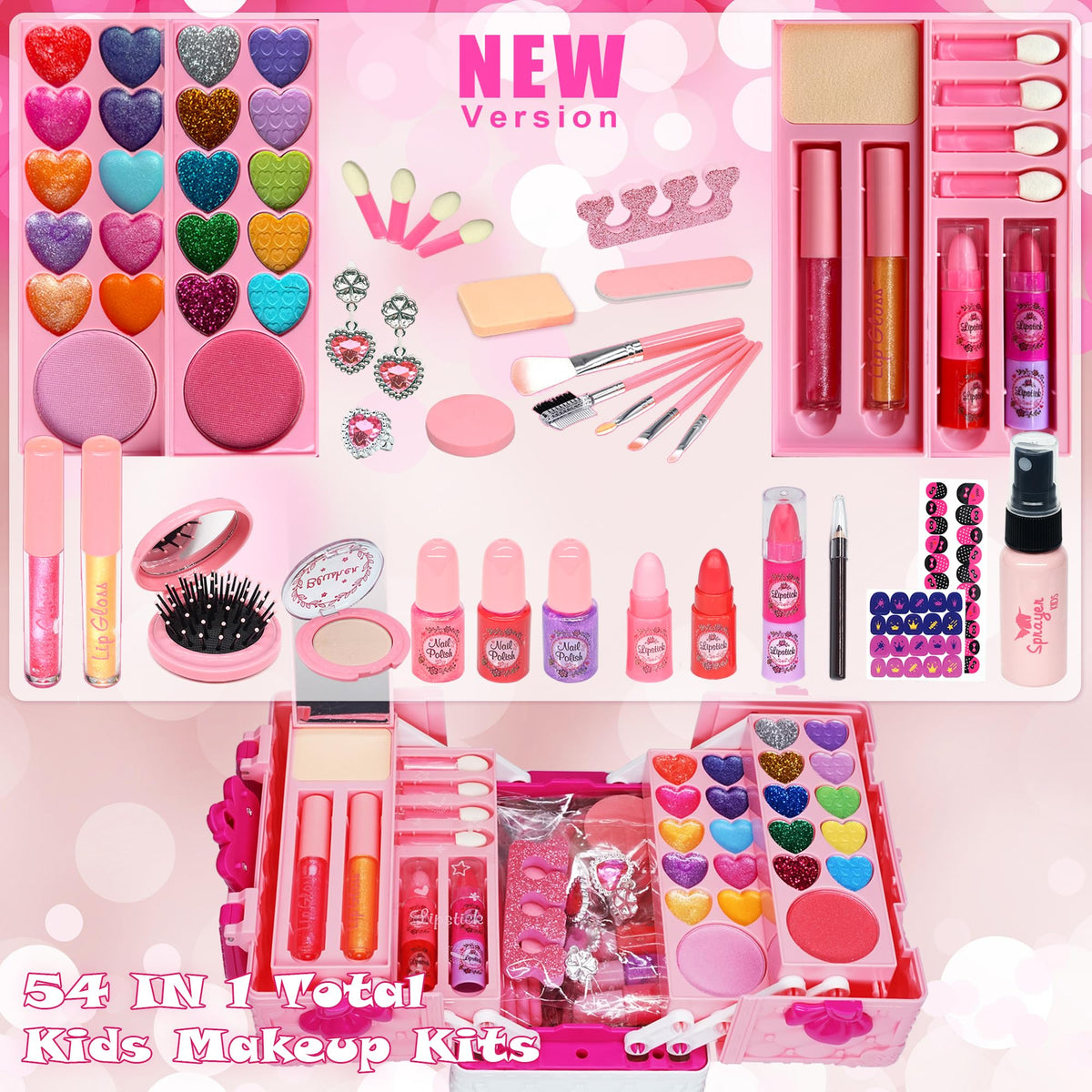 Amerrly washable makeup set with lip, eye, and nail items for mess-free imaginative play