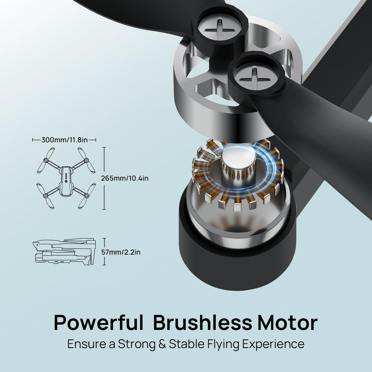 Ameta S20 Lite's brushless motors ensure smooth, stable flights.