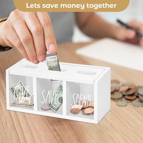 Child-friendly size and clear view for counting savings