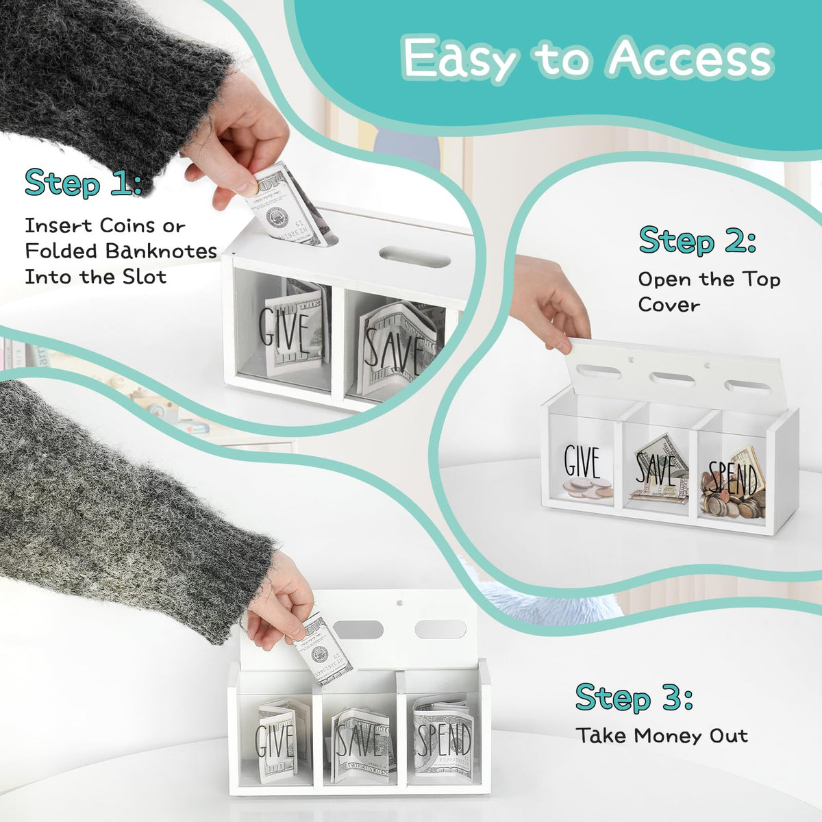 Wall-mountable Ameuphercy piggy bank ready to hang
