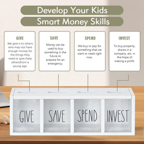 Ameuphercy front text GIVE SAVE SPEND on stylish box