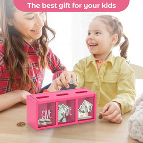 Ameuphercy wooden money saving box wall-mount design with hardware for compact placement.
