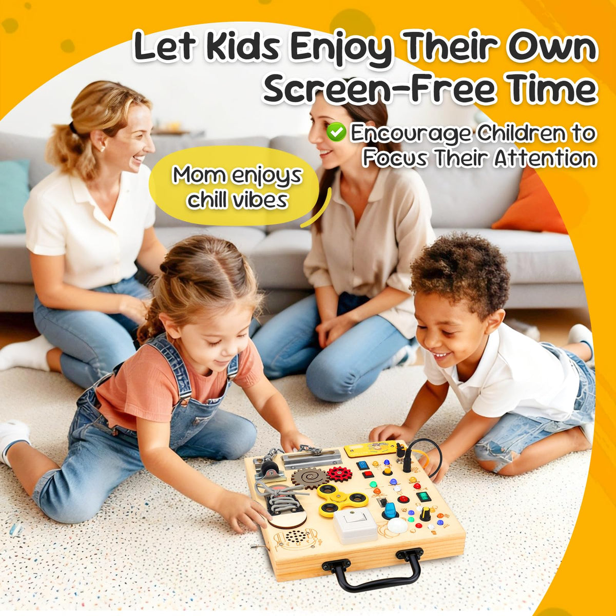 AMGAMGTS smooth-edged wooden busy board ensuring safe, comfortable play