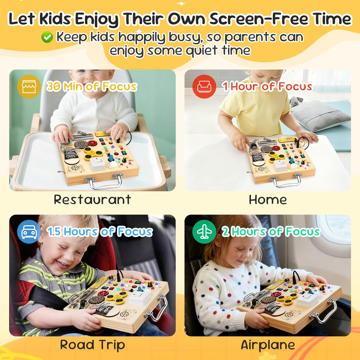 AMGAMGTS wooden busy board music box feature for interactive play