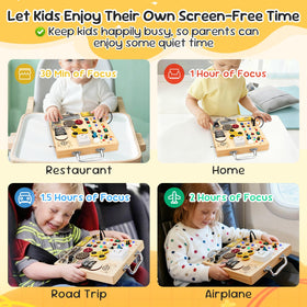 AMGAMGTS wooden busy board music box feature for interactive play