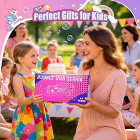 Amiabling bubble gun party playset ready for a festive outdoor celebration.