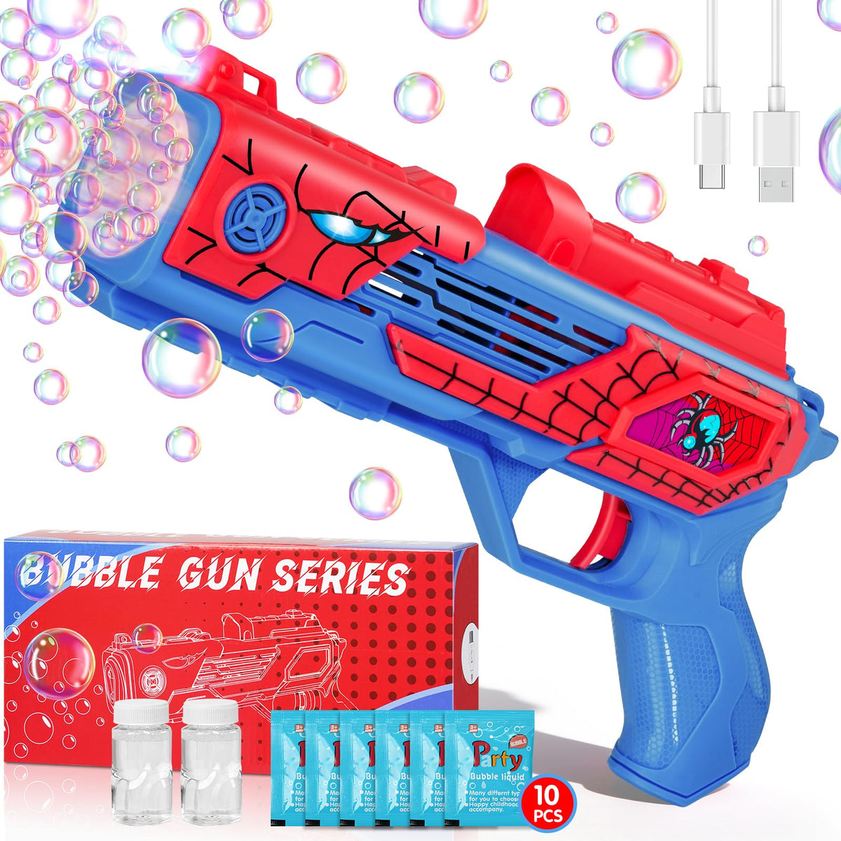 Amiabling rechargeable bubble gun front view for action-packed outdoor play