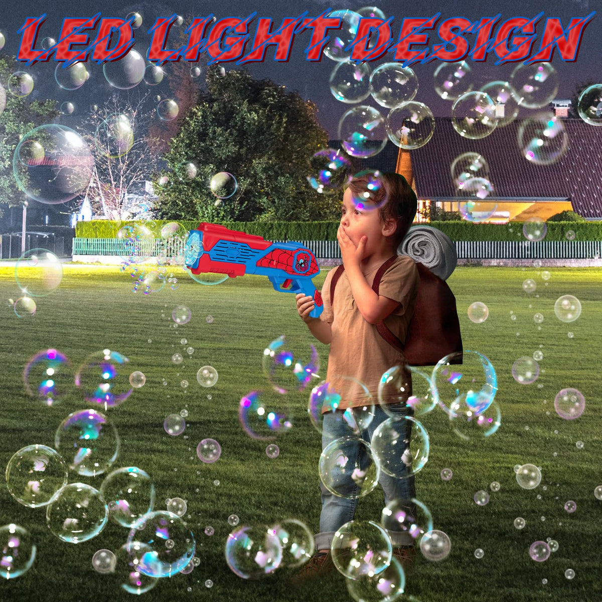 Amiabling Bubble Gun includes refill bottles and tablets for extended fun