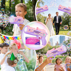 Amiabling unicorn bubble gun assembly demonstrating simple setup.
