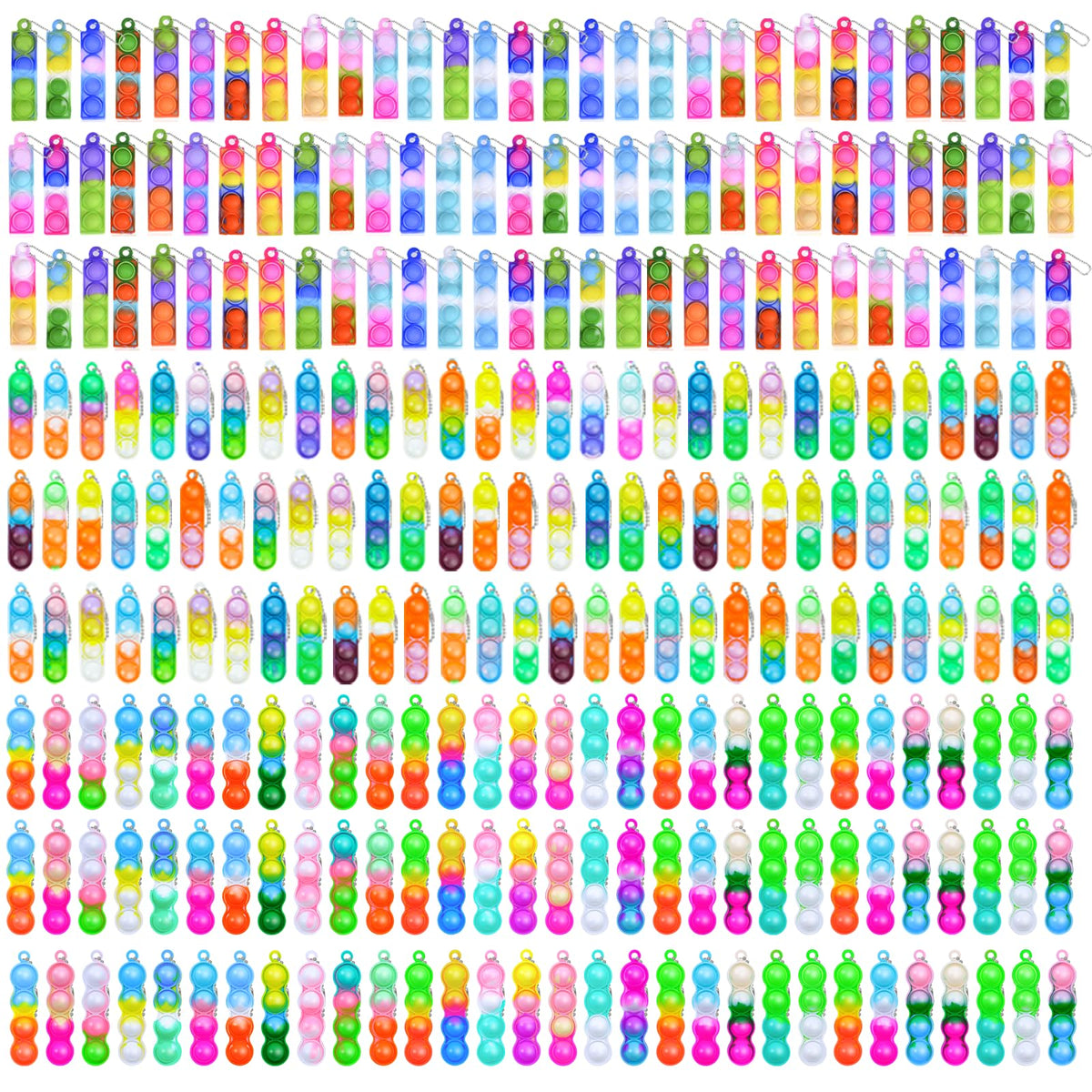 amicbng 270pcs pop keychain set for party favors and stress relief.