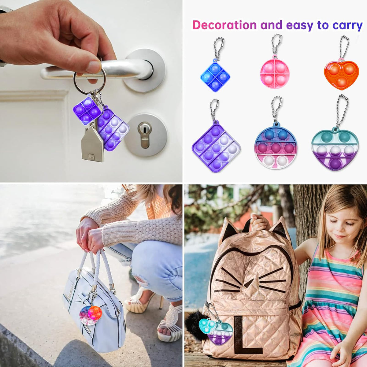 amicbng colorful silicone pop keychain ready for party favors and desk play.