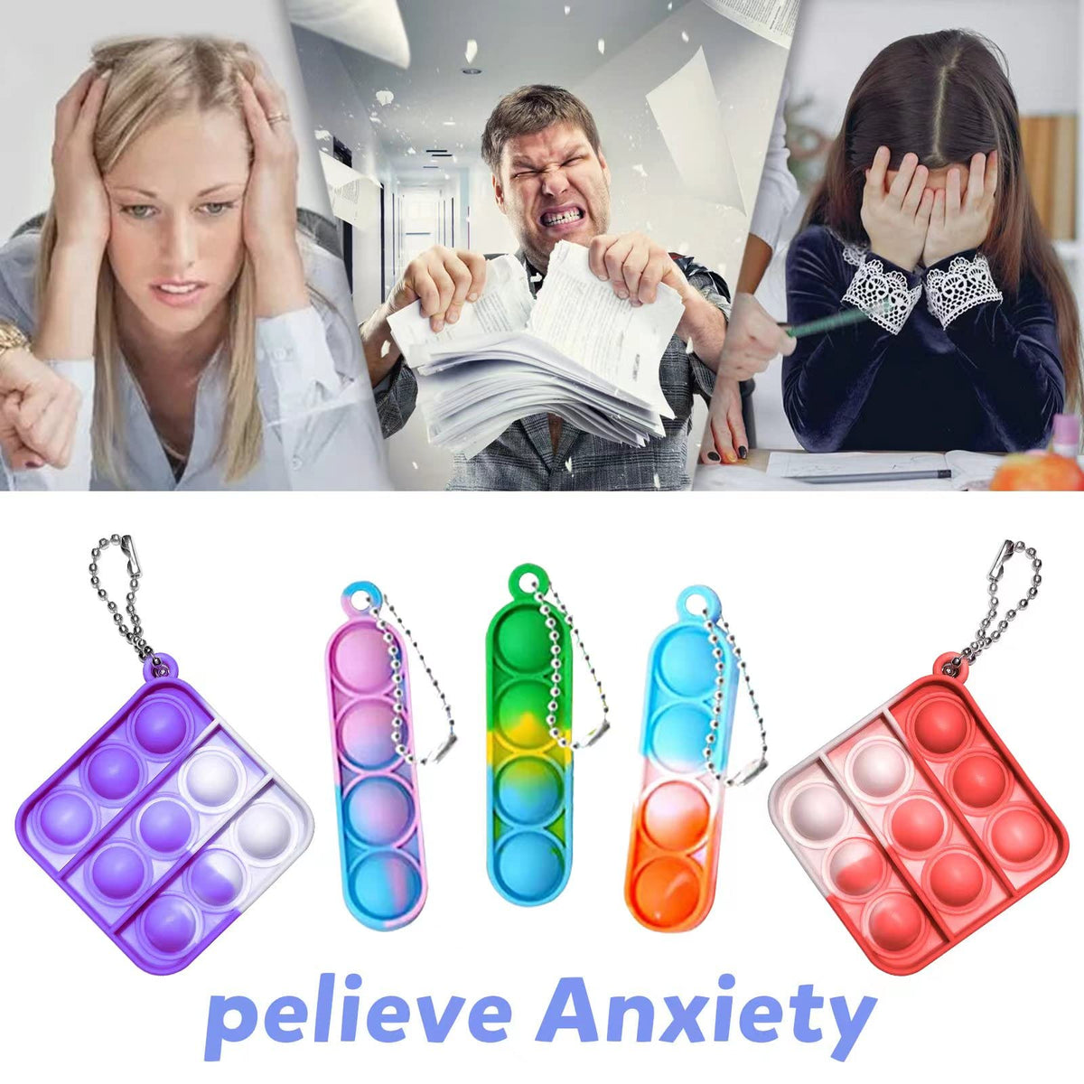 Amicbng mini fidget keychain silicone design for quiet, tactile play.