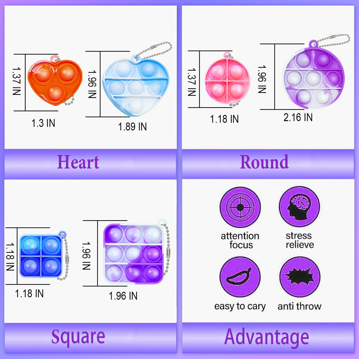amicbng push pop bubble toy close-up highlighting durable silicone construction for kids.