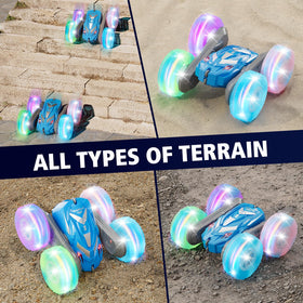 Amicool RC car with high-grip tires handles sand, grass, and carpet.