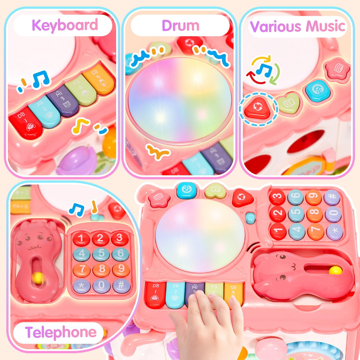 AmiDear educational musical bus side view showcases keyboard, lights, and hands-on discovery.