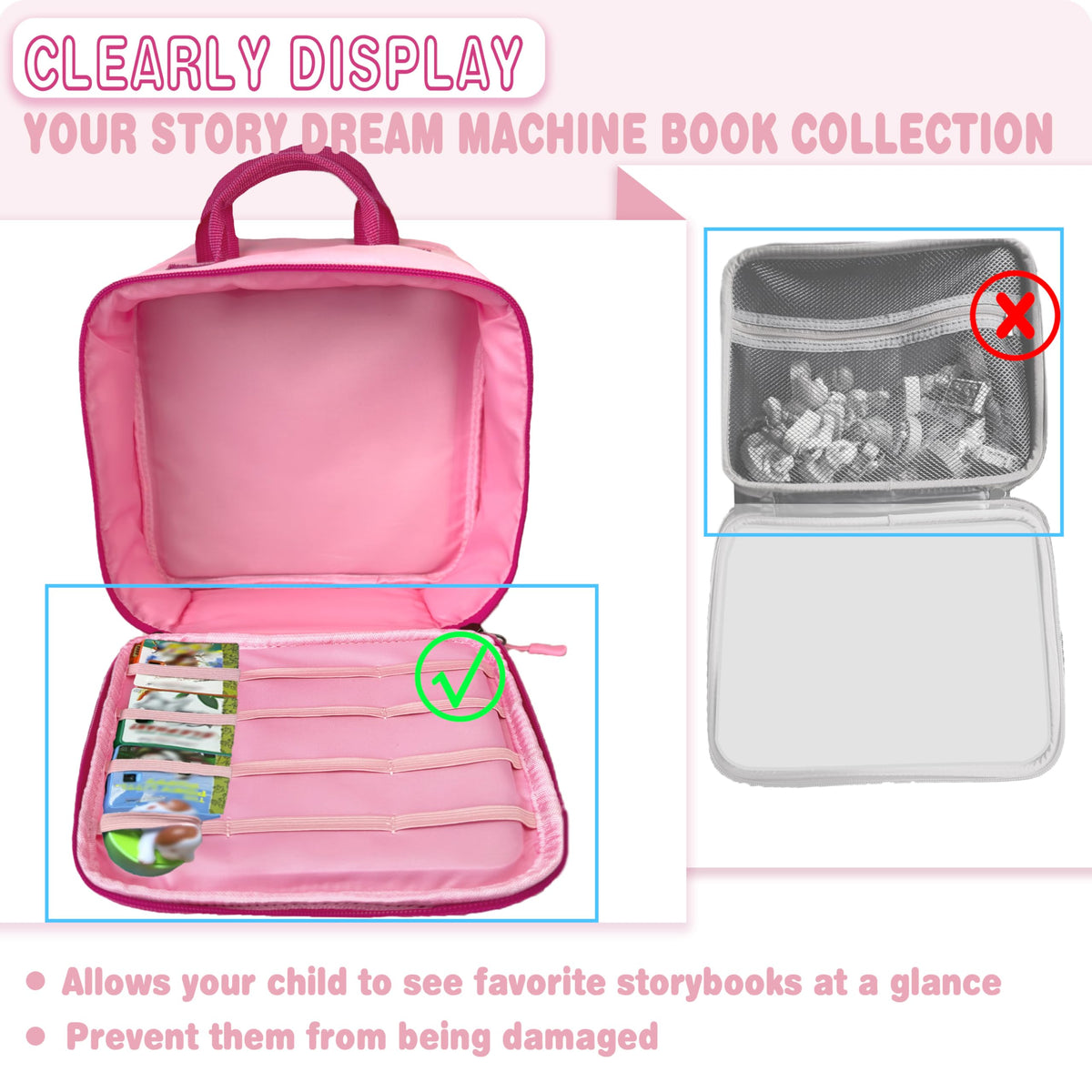 Amiumuca carrying case features clear visibility panels to locate favorites fast.