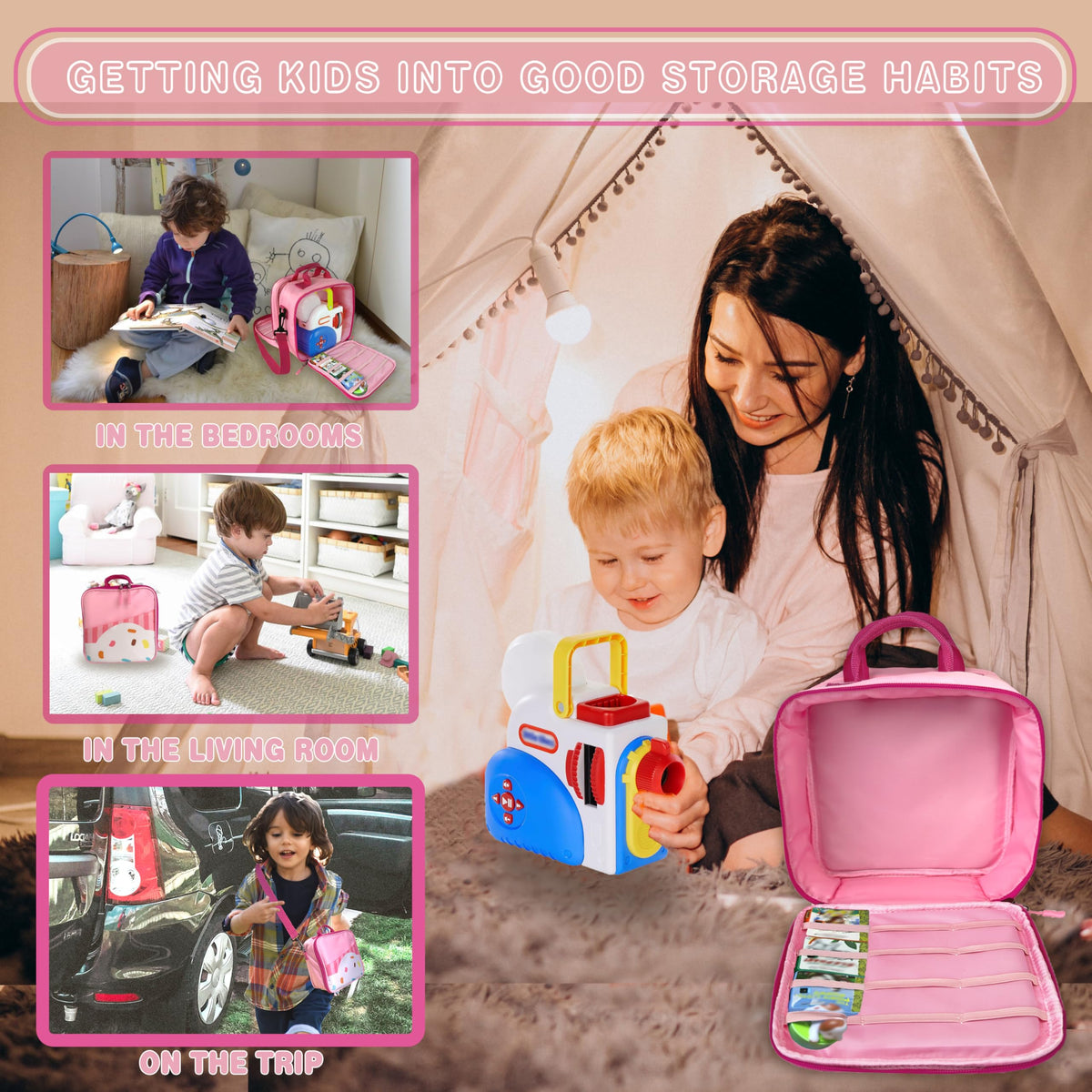 Amiumuca dual zipper opening enables quick access to items.