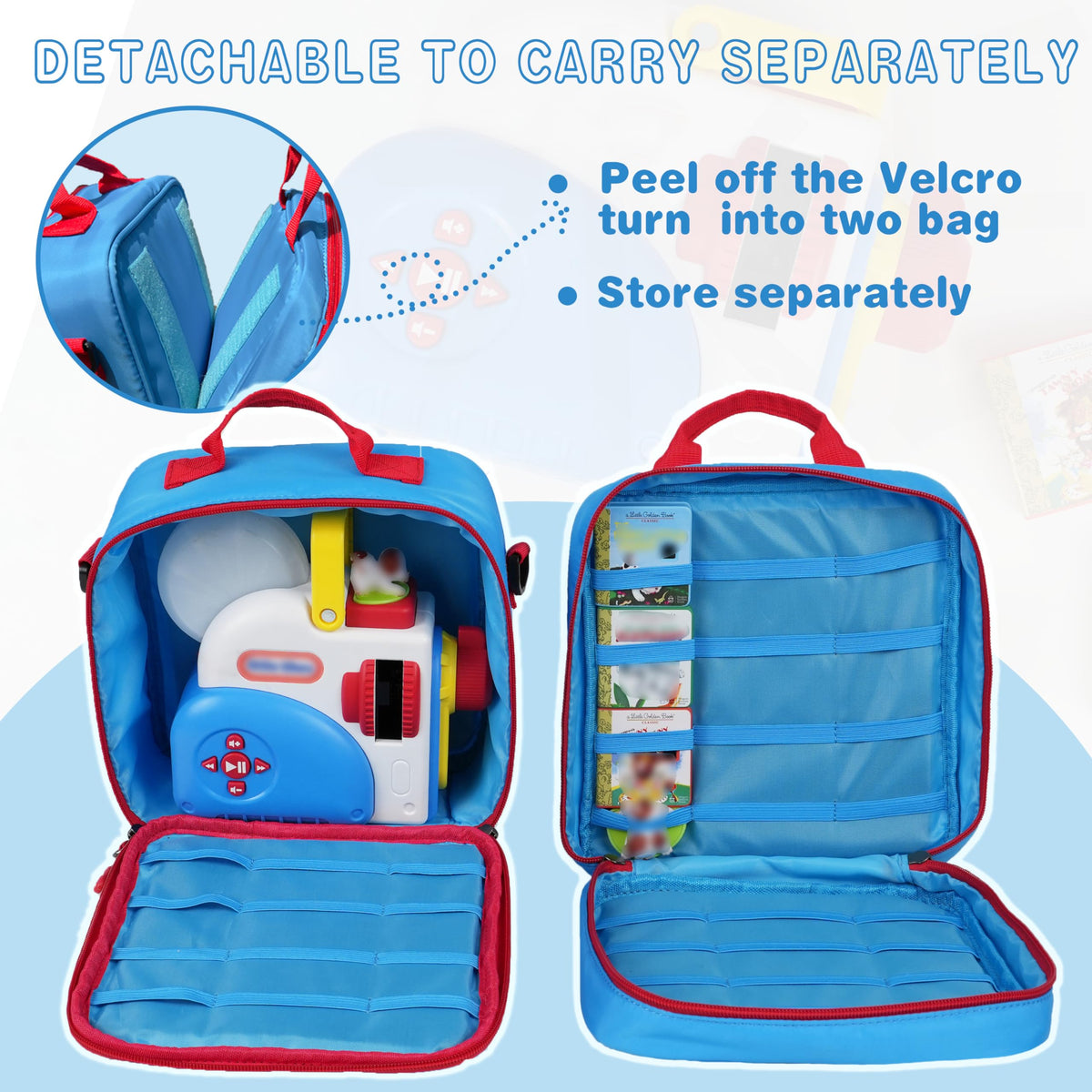 amiumuca carrying case elastic straps securing books for tidy play