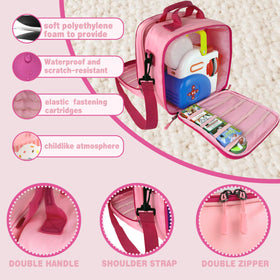 Amiumuca carrying case with handle and shoulder strap for flexible kid-friendly transport.