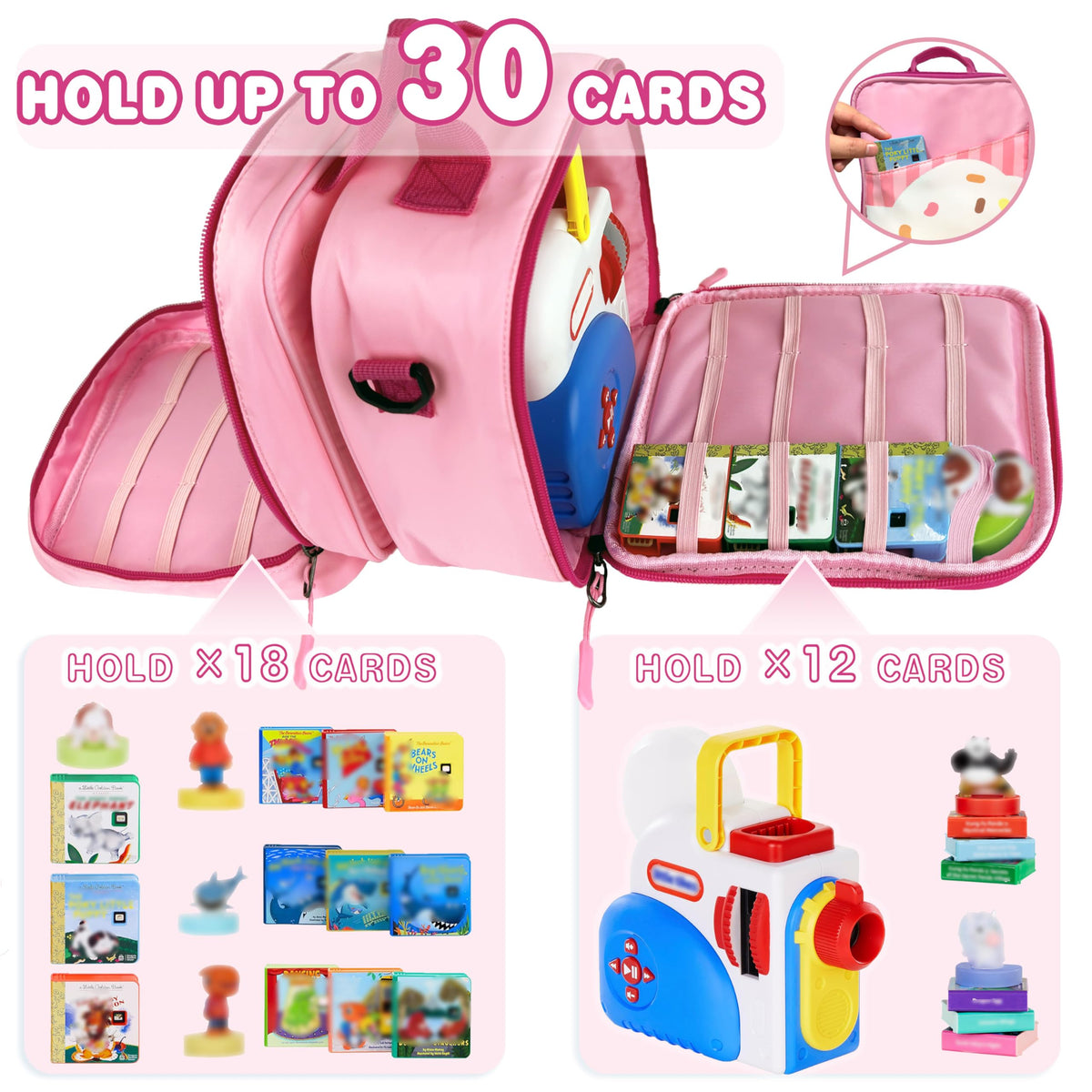 Amiumuca carrying case offers massive storage for 36+ Little Tikes books on the go.