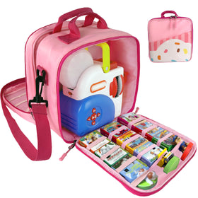 Amiumuca carrying case with detachable two-in-one design for Little Tikes Story Dream Machine books.