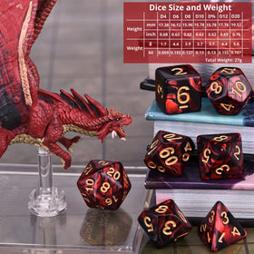 Amiven dice set features large-number faces for easy in-game readings.