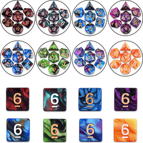 Amiven double-color dice provide high contrast for quick read during gameplay.