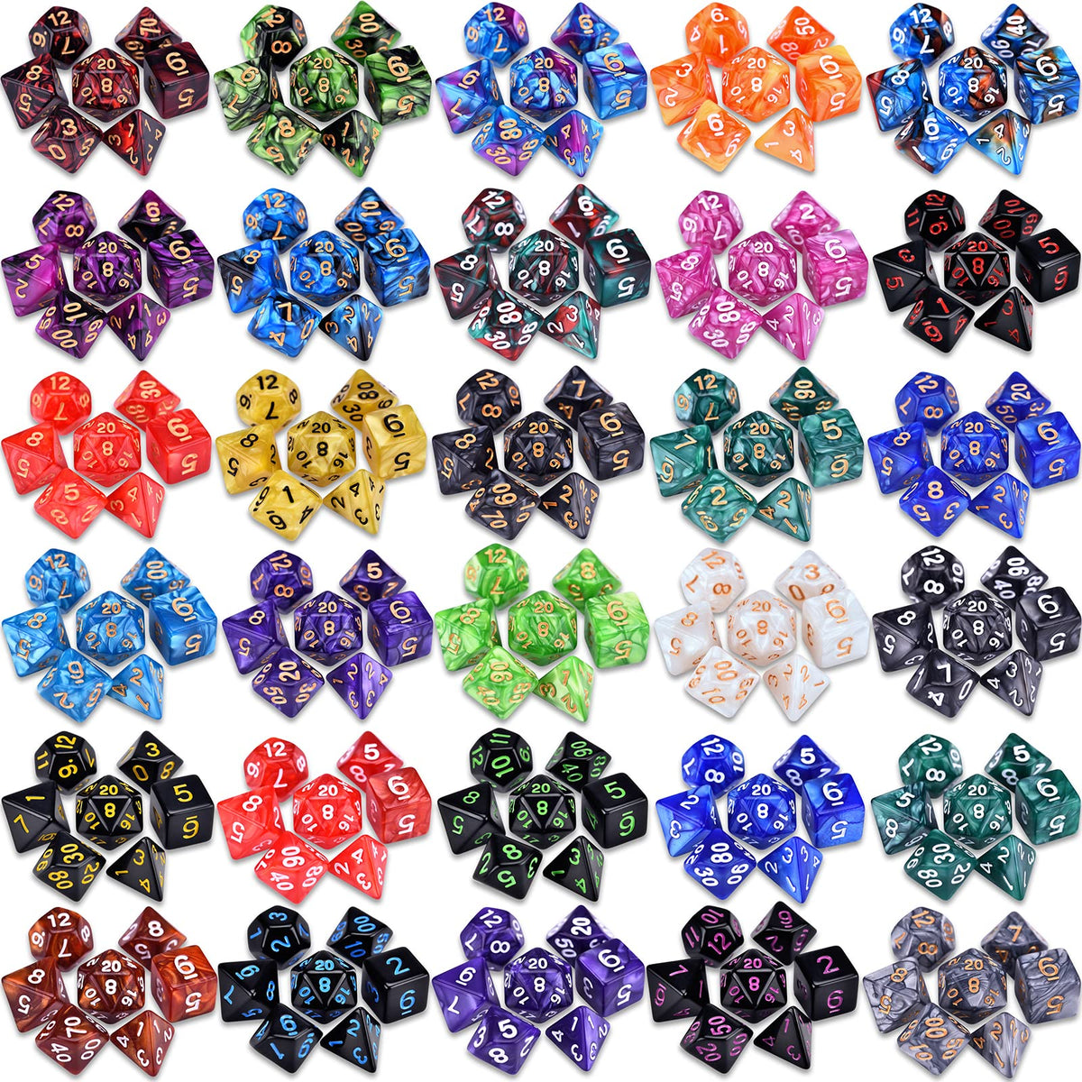 Amiven pearlescent swirl dice add vibrant flair to your character sheets.