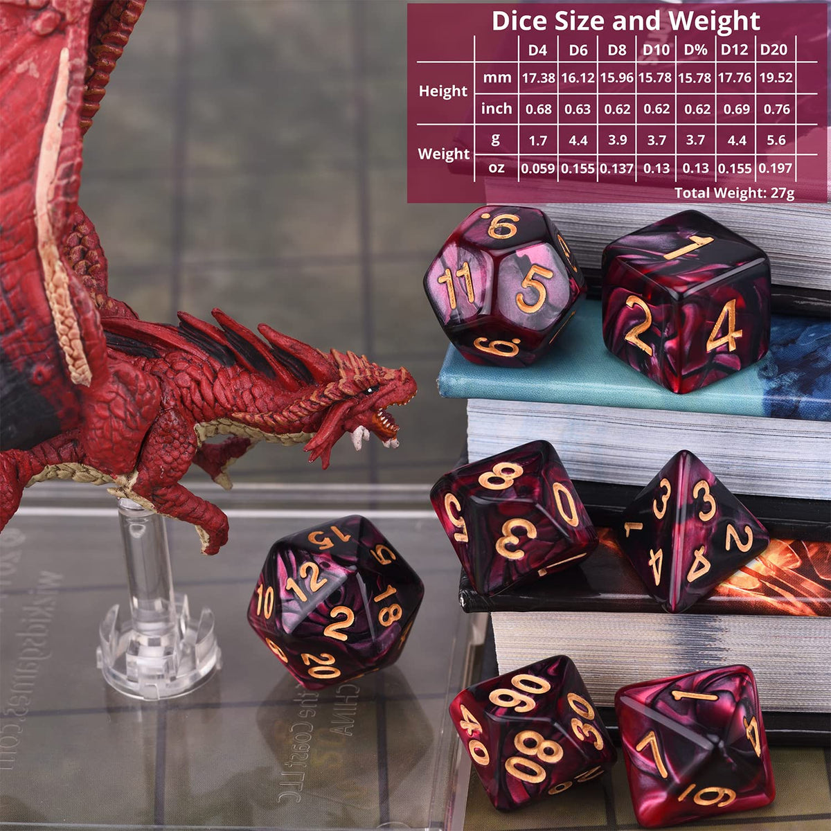 Amiven solid color dice sets offering durable construction and consistent results.