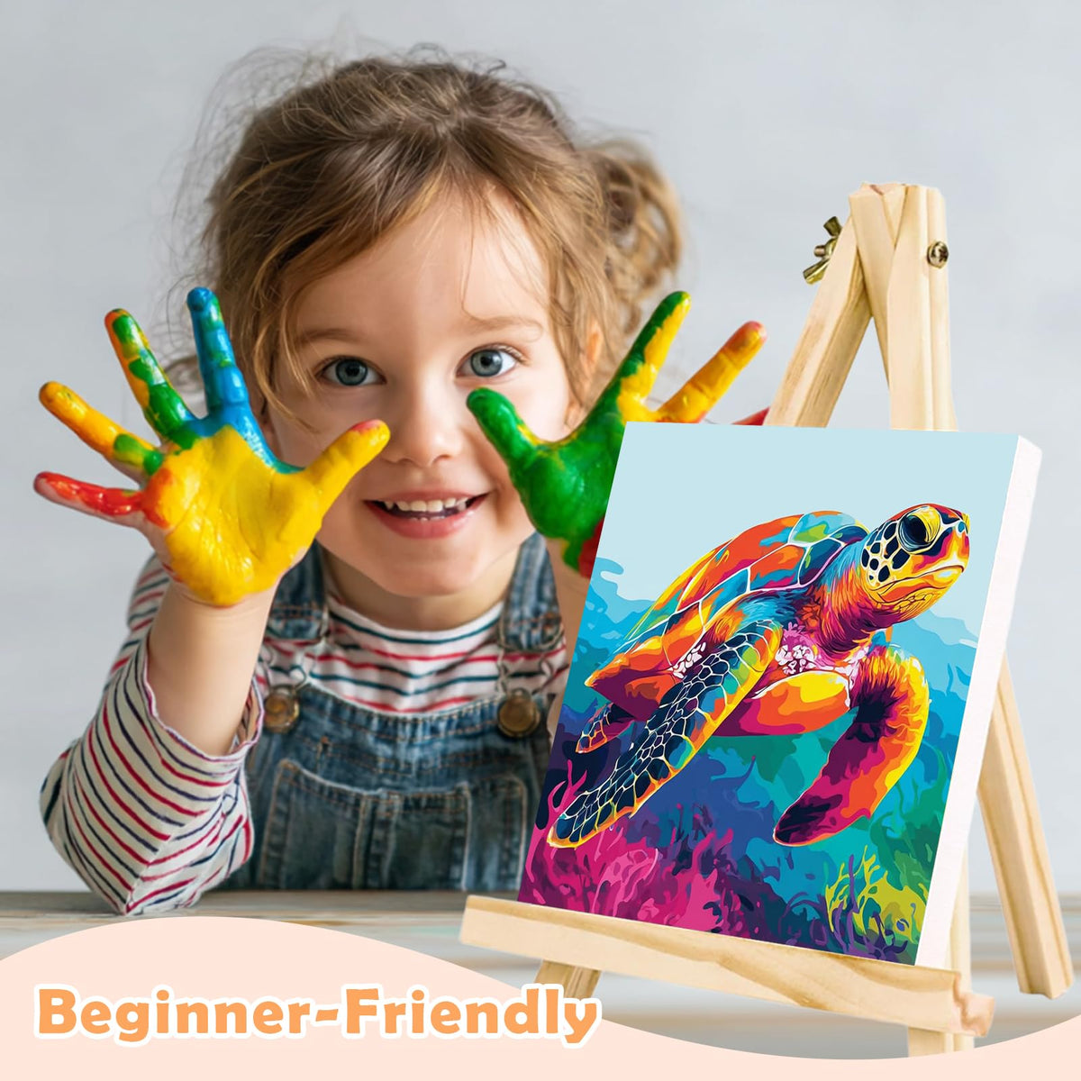 amlivo paint by numbers kids canvas-frame shows textured linen surface ready for vibrant coloring.