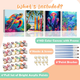 amlivo paint by numbers kids paints set features bright, non-toxic colors for safe painting.