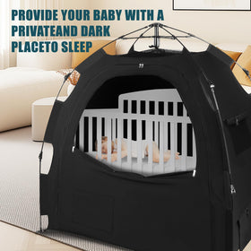 AMMER mini crib cover with monitor pockets keeps essentials within reach