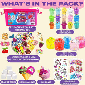 Ammy Glow slime kit charms and sprinkles for engaging DIY slime art.