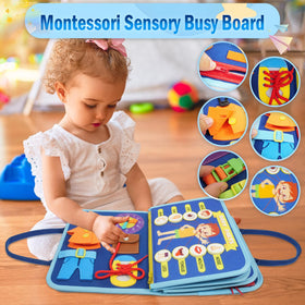 Amor Gift Busy Board with travel handle for car or plane time.