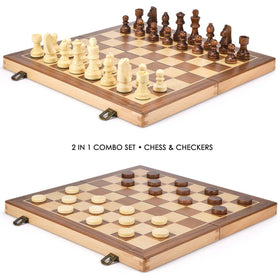 AMEROUS wooden chess board closed for easy travel and compact storage.