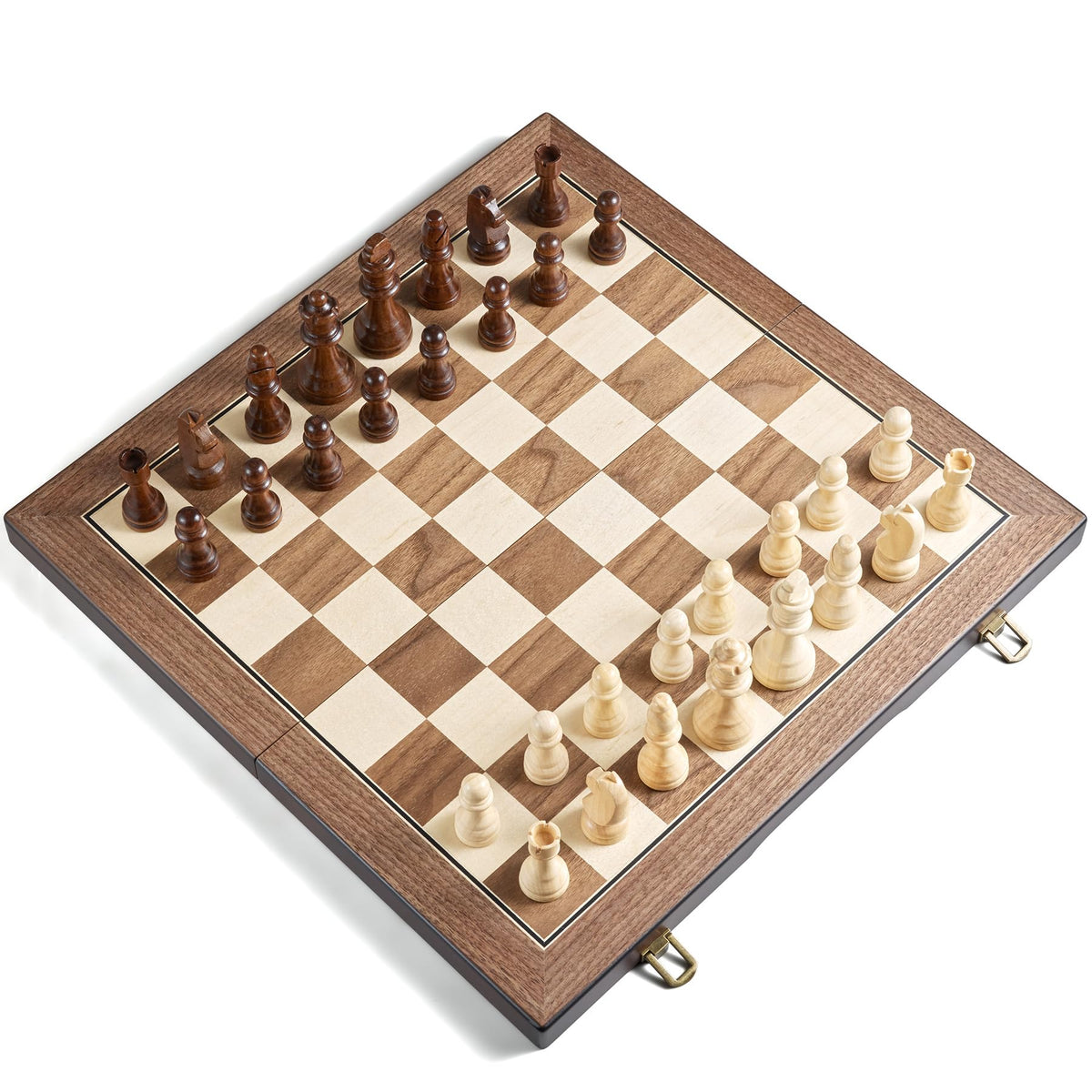 AMEROUS 17-inch folding chess board folded for compact travel carry