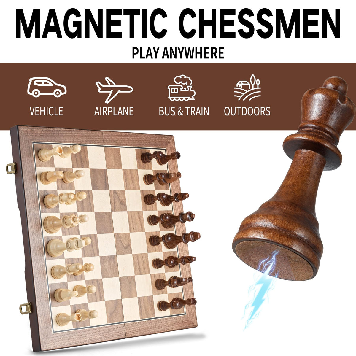 AMEROUS sturdy hinges and clasps on the foldable chess board
