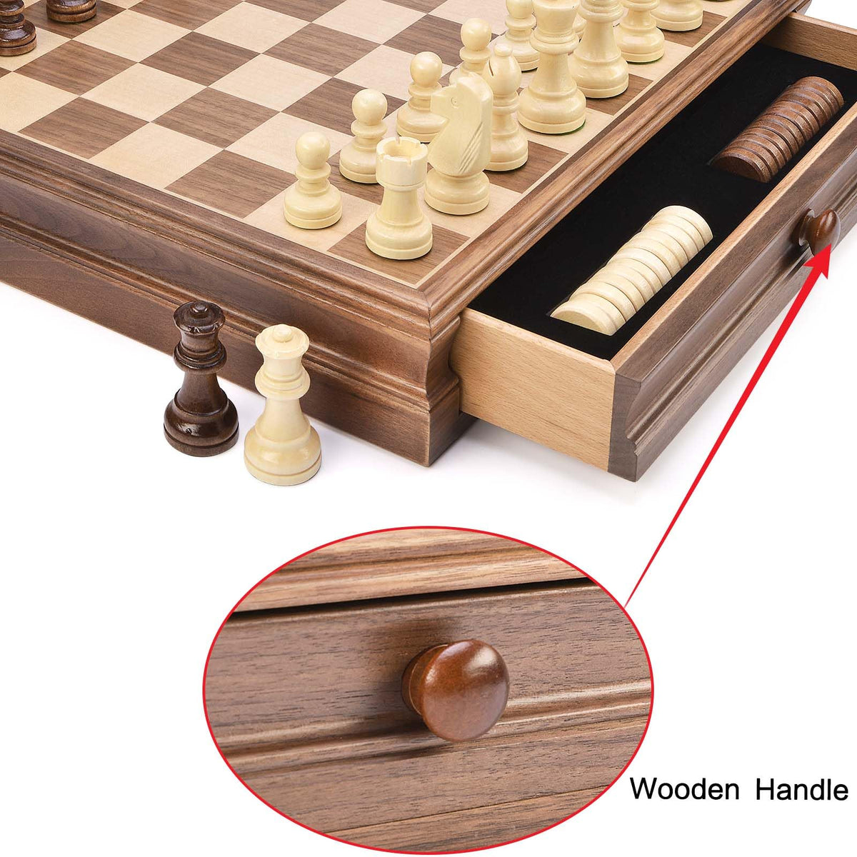 AMEROUS storage drawer keeps pieces organized and easily accessible during games.